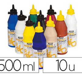 gouache-acrylique-pabao-acrylc-olor-indalabile-couvrante-brillante-tous-supports-assortiment-10-flacons-500ml
