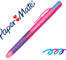 stylo-bille-paper-mate-inkjy-q-uatro-fun-new-french-connection-mono-couleur-pointe-moyenne-4-couleurs-corps-rose
