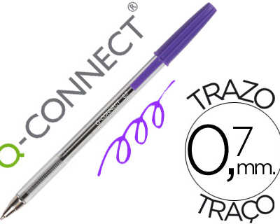 stylo-bille-q-connect-acriture-moyenne-0-5mm-encre-classique-bille-indaformable-capuchon-encre-couleur-violet