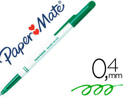 stylo-bille-paper-mate-fine-carbure-et-medium-criture-fine-0-4mm-encre-classique-bille-ind-formable-couleur-verte