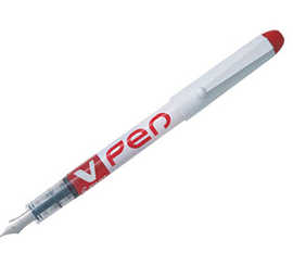 stylo-plume-pilot-v-pen-jetabl-e-pointe-moyenne-ragulateur-dabit-encre-liquide-visible-coloris-rouge