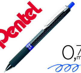 roller-pentel-oh-gel-k497-pointe-conique-r-tractable-0-7mm-grip-caoutchouc-clip-m-tal-couleur-bleu