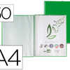 PROTÈGE-DOCUMENTS LIDERPAPEL POLYPROPYLÈNE COUVERTURE RIGIDE SPIRALE 50 POCHETTES FIXES A4 210X297MM COLORIS VERT