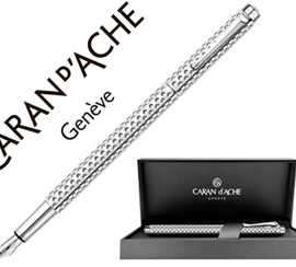 stylo-plume-caran-d-ache-rhodi-um-ecridor-golf-plume-fermeture-capuchon-clip-criture-moyenne-tui-luxe