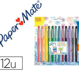 stylo-feutre-paper-mate-flair-original-pointe-moyenne-1-mm-longue-durae-de-vie-pochette-6-coloris-tropical
