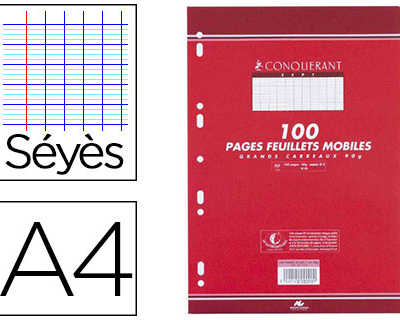 feuillet-mobile-conquarant-sep-t-a4-210x297mm-200-pages-90g-sayes-perfora-coloris-blanc