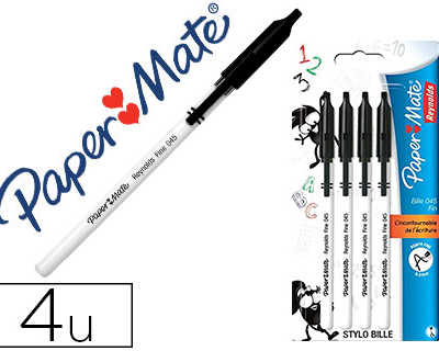 stylo-bille-paper-mate-fine-carbure-couleur-noir-sachet-4-unit-s