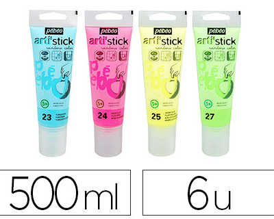 peinture-pebeo-arti-stick-pelliculable-repositionnable-coloris-assortis-fluos-paillet-s-set-13-tubes-75ml