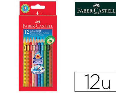 crayon-couleur-faber-castell-grip-triangulaire-aquarellableergonomique-grip-antiderapant-mine-fine-bo-te-m-tal-12u