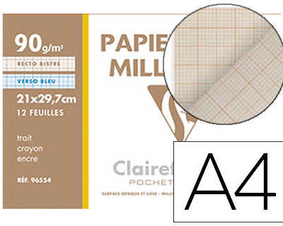 papier-valin-millimatra-claire-fontaine-90g-a4-297x210mm-coloris-recto-bistre-verso-bleu-pochette-12f