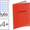 CAHIER PIQUA CONQUARANT CLASSI QUE COUVERTURE POLYPROPYLENE RIGIDE TRANSPARENTE A4+ 24X32CM 96 PAGES 90G SAYES ROUGE