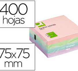 bloc-notes-q-connect-cube-quic-k-notes-75x75mm-320f-repositionnables-sans-traces-coloris-pastel