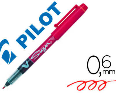 stylo-feutre-pilot-v-sign-pen-acriture-moyenne-0-6mm-pointe-fibre-polyester-encre-intense-liquide-niveau-visible-rouge