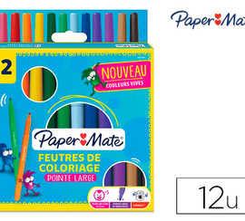 feutre-coloriage-paper-mate-encre-lavable-pointe-large-coloris-assortis-pochette-12-unit-s