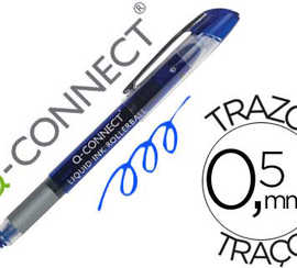 roller-q-connect-acriture-0-5m-m-pointe-moyenne-0-7mm-grip-caoutchouc-corps-transparent-encre-liquide-couleur-bleu