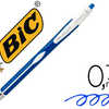 STYLO-BILLE BIC ATLANTIS EXACT CORPS CAOUTCHOUC POINTE AIGUILLE 0.7MM RATRACTABLE ENCRE EXTRA DOUCE COLORIS BLEU