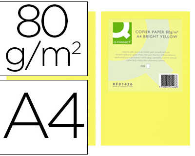 papier-couleur-q-connect-multi-fonction-a4-80g-m2-unicolore-jaune-intense-ramette-500-feuilles