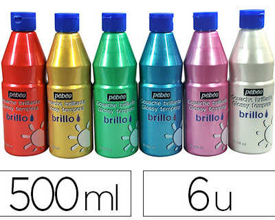 gouache-liquide-pabao-brillo-p-r-te-al-emploi-couleurs-nacraes-blanc-rose-rouge-turquoise-vert-or-lot-6-flacons-500ml