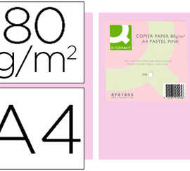 papier-couleur-q-connect-multi-fonction-a4-80g-m2-unicolore-rose-ramette-500-feuilles