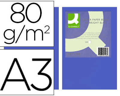 papier-couleur-q-connect-multi-fonction-a3-80g-m2-unicolore-bleu-intense-ramette-500-feuilles