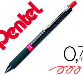 roller-pentel-oh-gel-k497-pointe-conique-r-tractable-0-7mm-grip-caoutchouc-clip-m-tal-couleur-rouge
