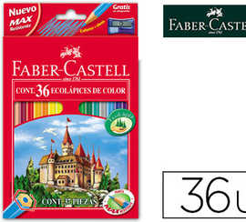 crayon-couleur-faber-castell-castle-hexagonal-coloris-vifs-tui-carton-36u-taille-crayon-inclus