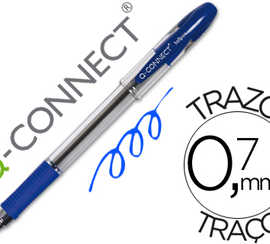 stylo-bille-q-connect-transpar-ent-trait-0-4mm-pointe-moyenne-0-7mm-encre-douce-grip-caoutchouc-coloris-bleu