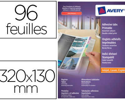 marque-pages-avery-96-onglets-320x130mm-adhasif-repositionnable-impression-laser-jet-encre