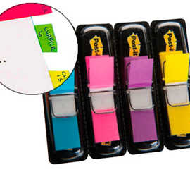 marque-pages-post-it-mini-inde-x-atroit-12x44mm-35f-coloris-vifs-jaune-violet-rose-bleu-lot-4-unitas