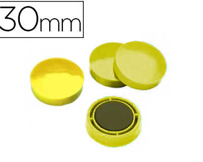 aimant-rond-30mm-coloris-jaune-blister-4-unit-s