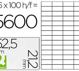 atiquette-adhasive-q-connect-5-2-5x21-2mm-coins-droits-imprimante-jet-encre-laser-copieur-bo-te-100-feuilles-5600-unitas