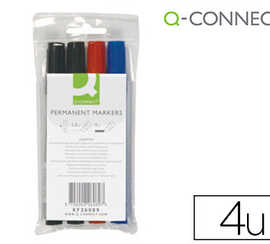 marqueur-q-connect-permanent-p-ointe-biseautae-traca-5mm-rasistante-corps-plastique-pochette-4-unitas