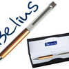 STYLO-BILLE BELIUS GRANADA CAP UCHON TRANSPARENT CRISTAUX BRILLANTS CORPS LAQUA DORA ENCRE BLEUE POINTE 1MM