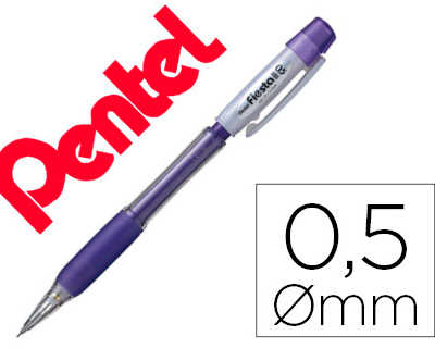 porte-mine-pentel-fiesta-grip-caoutchouc-confort-agrafe-et-gomme-rechargeable-mine-0-5mm-corps-coloris-violet