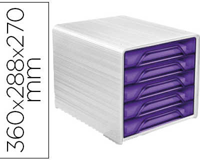 bloc-classement-cep-smoove-de-5-tiroirs-interchangeables-dim-360x288x270mm-coloris-blanc-violet