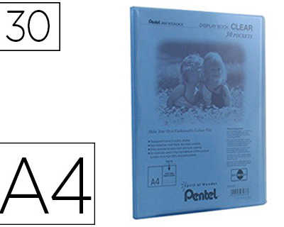prot-ge-documents-pentel-clear-a4-30-pochettes-coloris-bleu