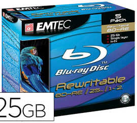 dvd-bd-re-emtec-inscriptible-25gb-vitesse-2x-blue-ray-bo-te-5-unit-s