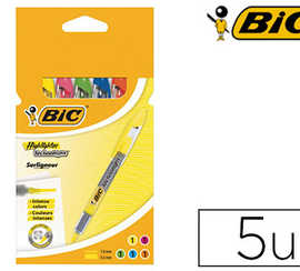 surligneur-bic-technolight-poi-nte-biseautae-acriture-1-3mm-encre-liquide-visible-coloris-assortis-pochette-5-unitas