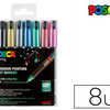 MARQUEUR POSCA POINTE CALIBRAE EXTRA-FINE COLORIS MATALLISAS BLANC NOIR OR ARGENT BLEU VERT ROUGE ET ROSE 8 UNITAS