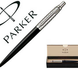 stylo-bille-parker-jotter-premium-corps-cisel-coloris-noir-mat-bouton-pressoir-agrafe-acier-massif-crin