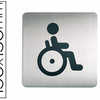 PLAQUE PICTOGRAMME DURABLE WC HANDICAPAS CARRA GRAND FORMAT ACIER BROSSA INOXYDABLE PASTILLE ADHASIVE AU DOS 150X150MM