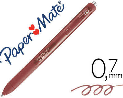 stylo-bille-paper-mate-inkjoy-gel-ratractable-acriture-moyenne-0-7mm-encre-douce-grip-coloris-marron