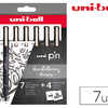 STYLO-FEUTRE UNIBALL TECHNIQUE ENCRE INALTÉRABLE POINTE CALIBRÉE IDÉAL PLANS CALQUE COLORIS NOIR KIT 7 UNITÉS