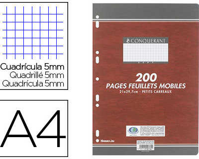 feuillet-mobile-conquarant-sep-t-a4-210x297mm-200-pages-90g-5x5mm-perfora-coloris-blanc
