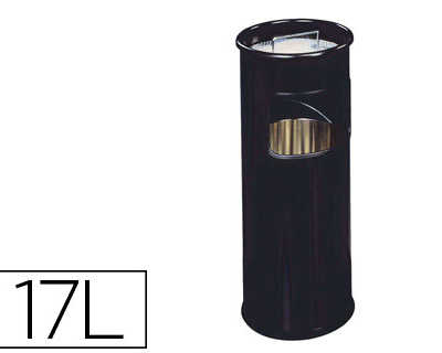 corbeille-papier-durable-m-tal-ronde-17l-coloris-noir-avec-cendrier-coloris-sable