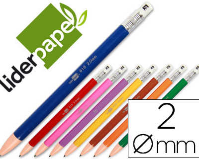 porte-mine-liderpapel-plastiqu-e-2mm-ratractable-inclut-mines-graphite-coloris-assortis