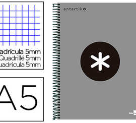 cahier-spirale-liderpapel-antartik-a5-240p-100g-rembord-quadrillage-5mm-microperfor-5-bandes-6-trous-coloris-argent