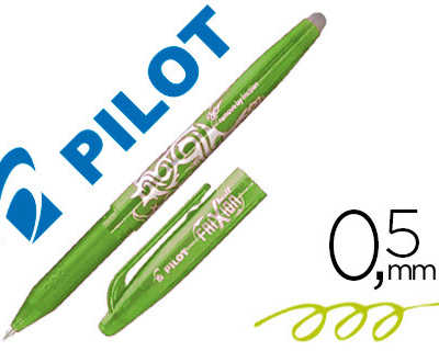 roller-pilot-frixion-ball-acri-ture-moyenne-0-5mm-encre-effacable-grip-prahension-rechargeable-gomme-sertie-vert-pomme