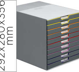 module-classement-durable-vari-color-10-tiroirs-25mm-chacun-a4-abs-292x356x280mm