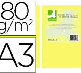papier-couleur-q-connect-multi-fonction-a3-80g-m2-unicolore-jaune-intense-ramette-500-feuilles